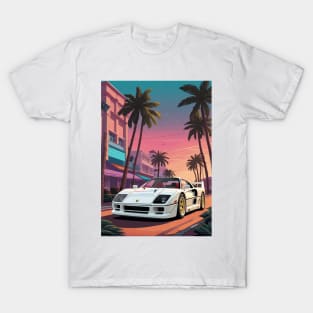 Italian White F40 Classic Car Poster T-Shirt